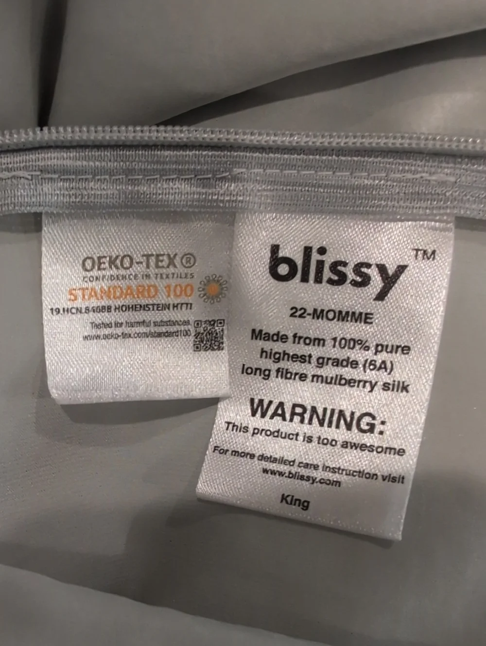 Blissy Mulberry Silk Long King Pillowcase In Cool Toned Light Gray, King Size